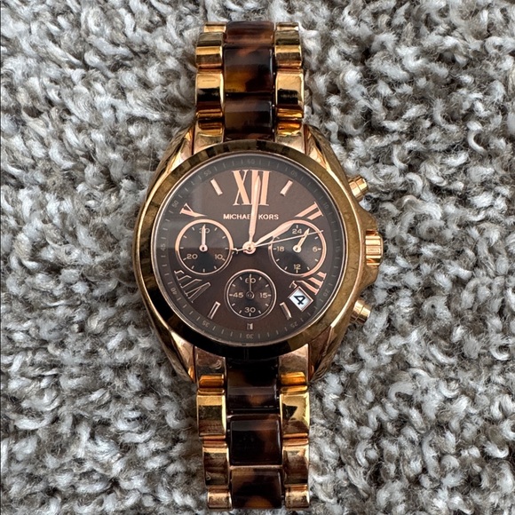 Michael Kors Rose Gold & Tortoise Watch - Picture 1 of 4